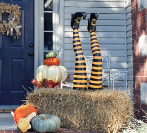 Halloween decorations witch legs hay bale halloween decorations porches seasonal holiday decor | VarageSale