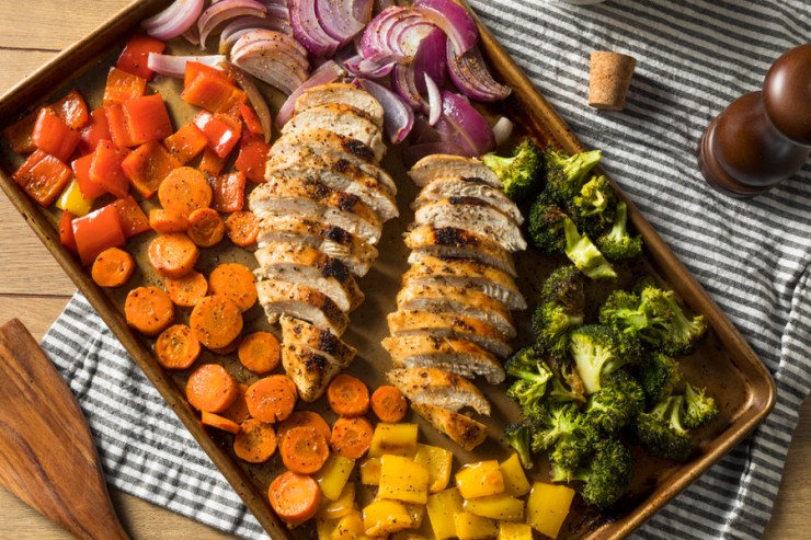 roasted veggies and chicken